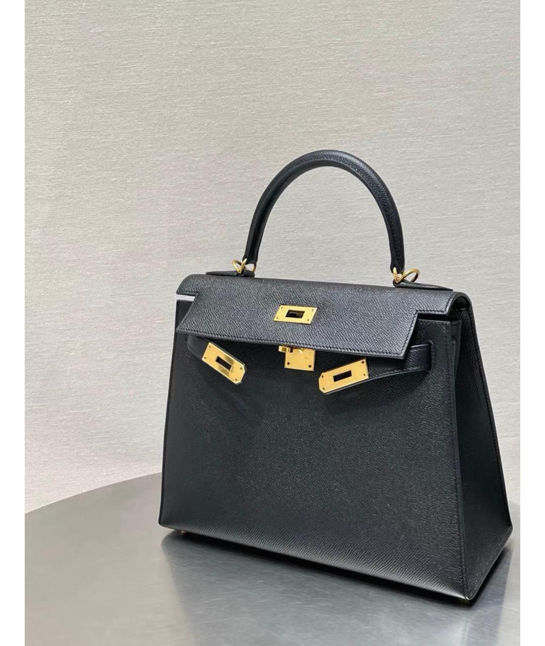 HERMES Черная кожаная сумка через плечо, фото 2