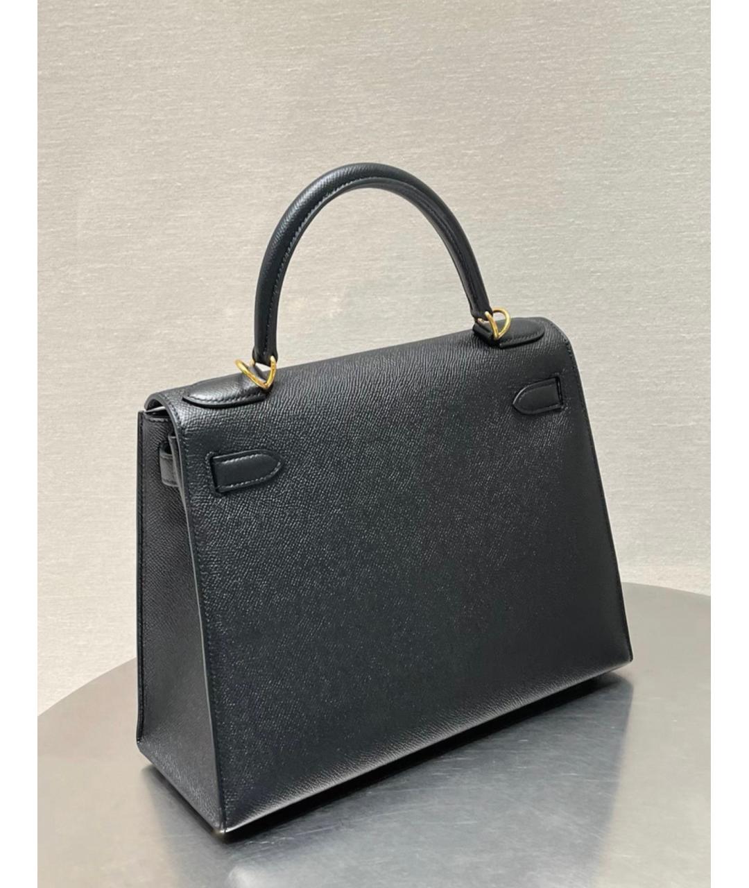 HERMES Черная кожаная сумка через плечо, фото 4