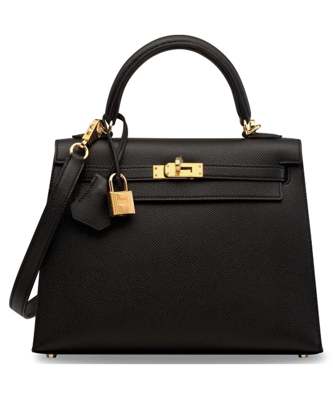 HERMES Черная кожаная сумка через плечо, фото 1