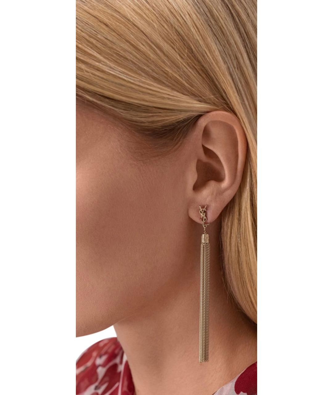 SAINT LAURENT Золотые латунные серьги, фото 4