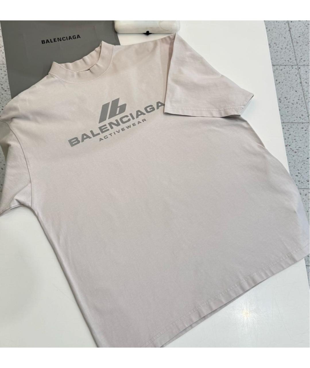 BALENCIAGA Бежевая футболка, фото 6