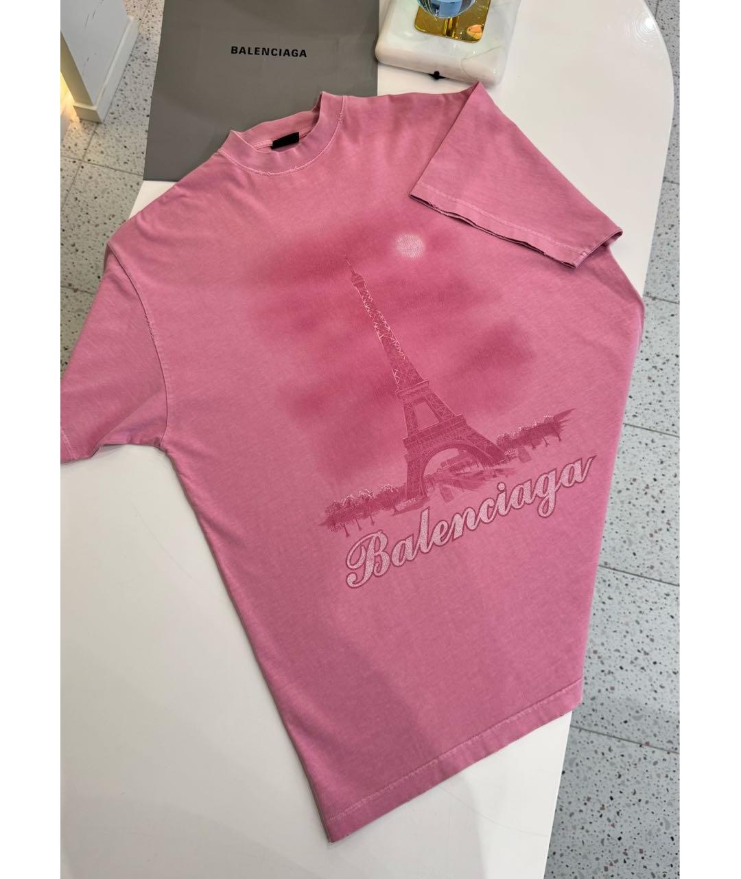 BALENCIAGA Розовая футболка, фото 5
