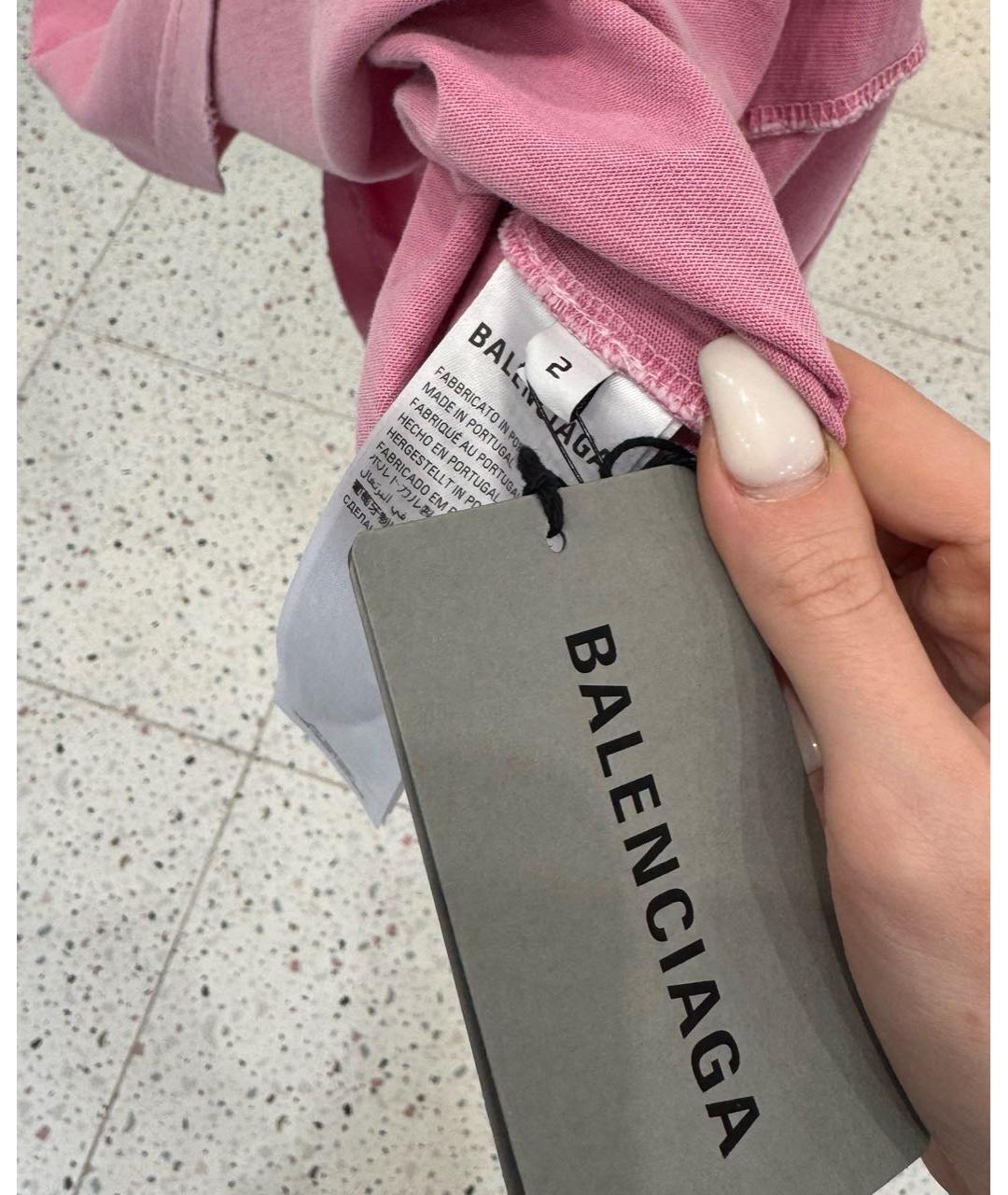 BALENCIAGA Розовая футболка, фото 4