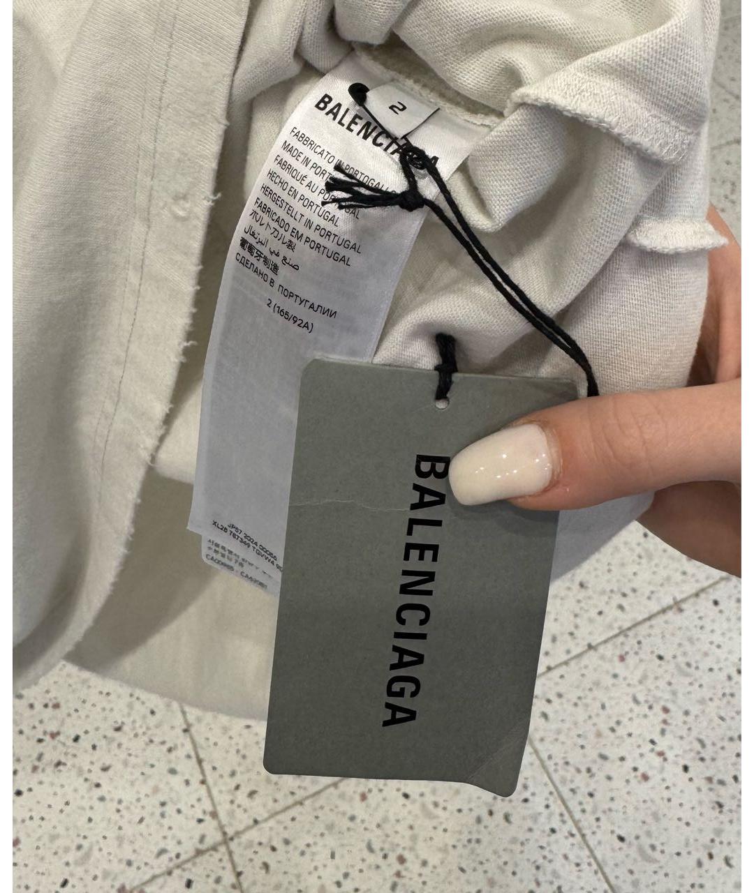 BALENCIAGA Бежевая футболка, фото 4