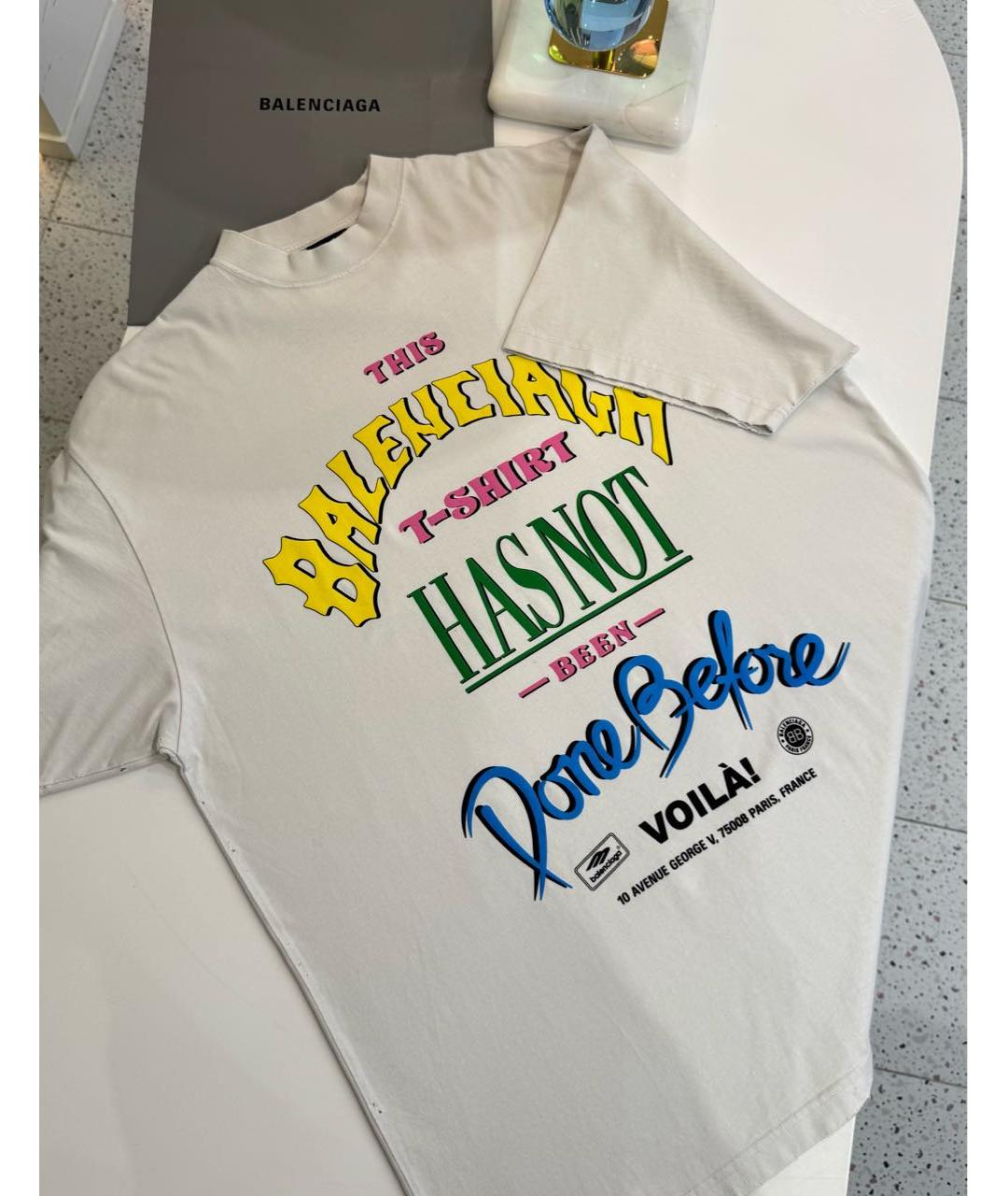 BALENCIAGA Бежевая футболка, фото 6