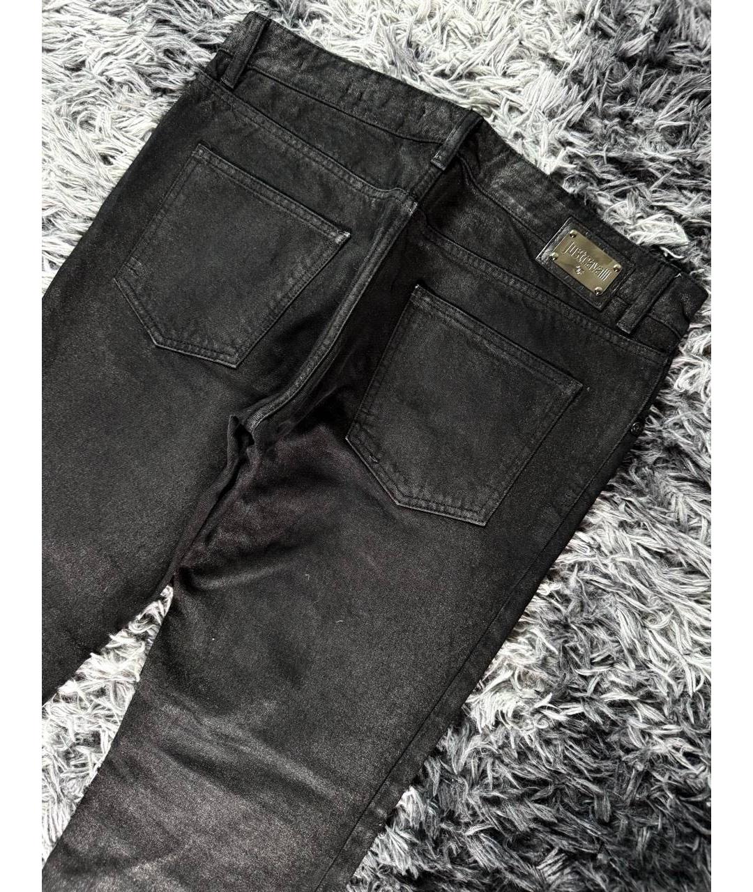 JUST CAVALLI Черные хлопковые прямые джинсы, фото 4