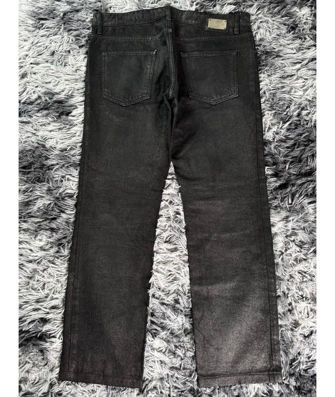 JUST CAVALLI Черные хлопковые прямые джинсы, фото 2