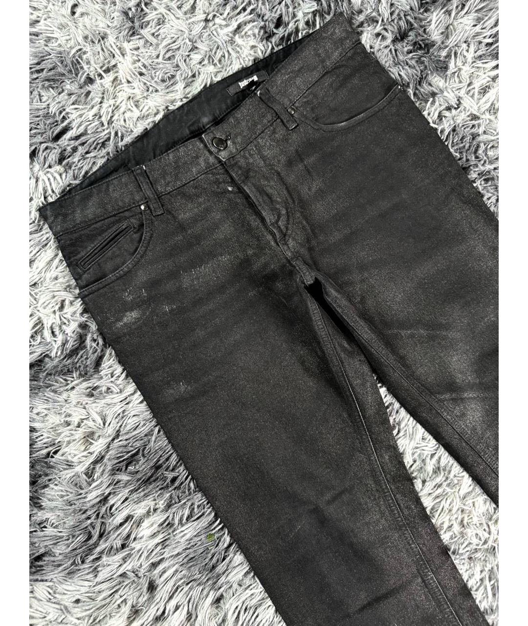 JUST CAVALLI Черные хлопковые прямые джинсы, фото 3