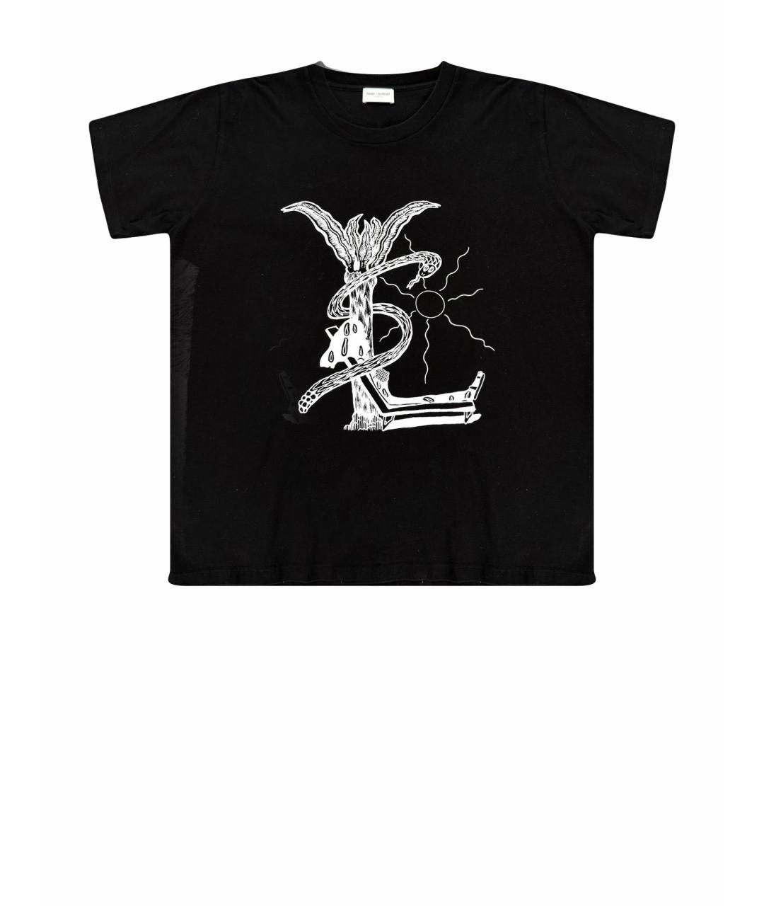 SAINT LAURENT Черная хлопковая футболка, фото 1
