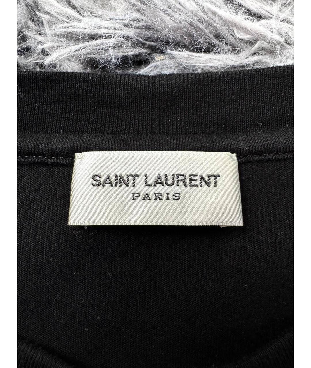 SAINT LAURENT Черная хлопковая футболка, фото 5