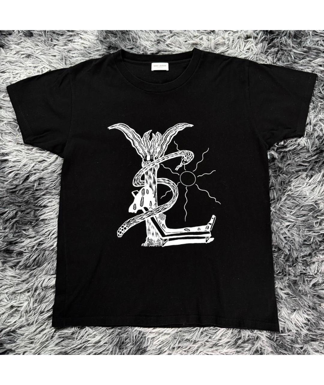 SAINT LAURENT Черная хлопковая футболка, фото 8