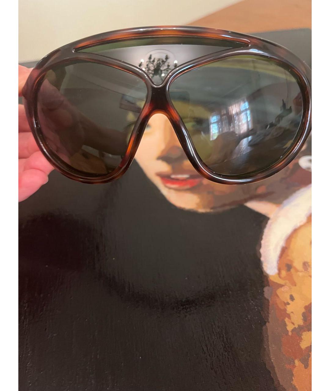 JOHN GALLIANO Коричневые пластиковые солнцезащитные очки, фото 5