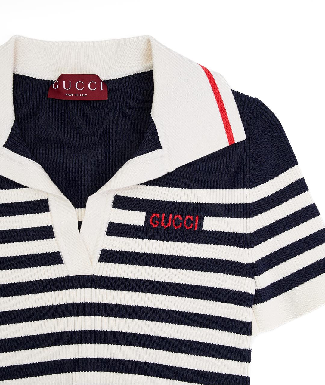 GUCCI Синяя хлопковая футболка, фото 3