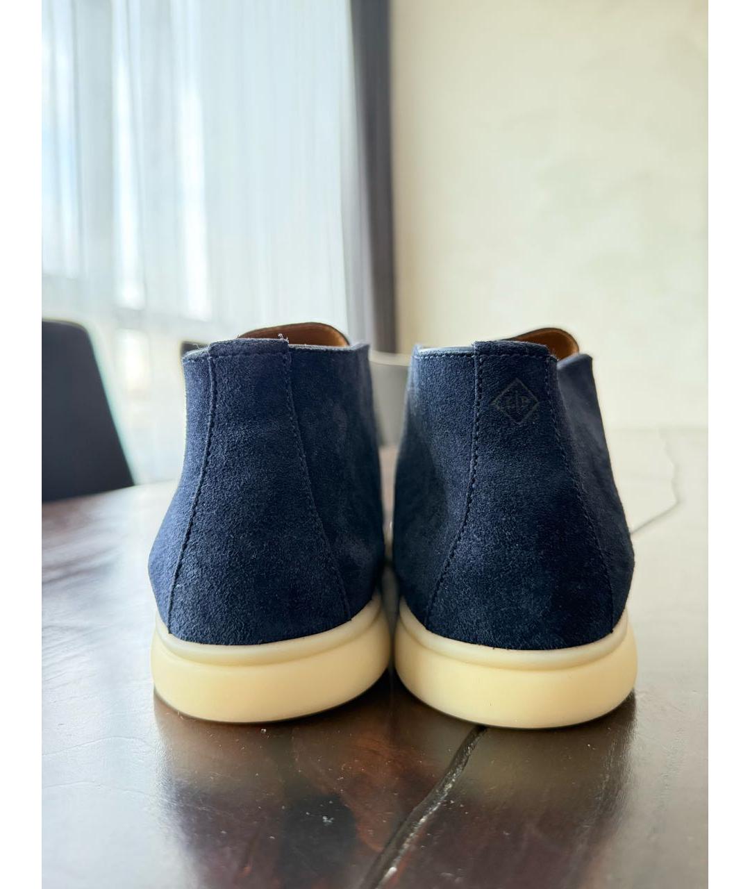 LORO PIANA Темно-синие замшевые лоферы, фото 4