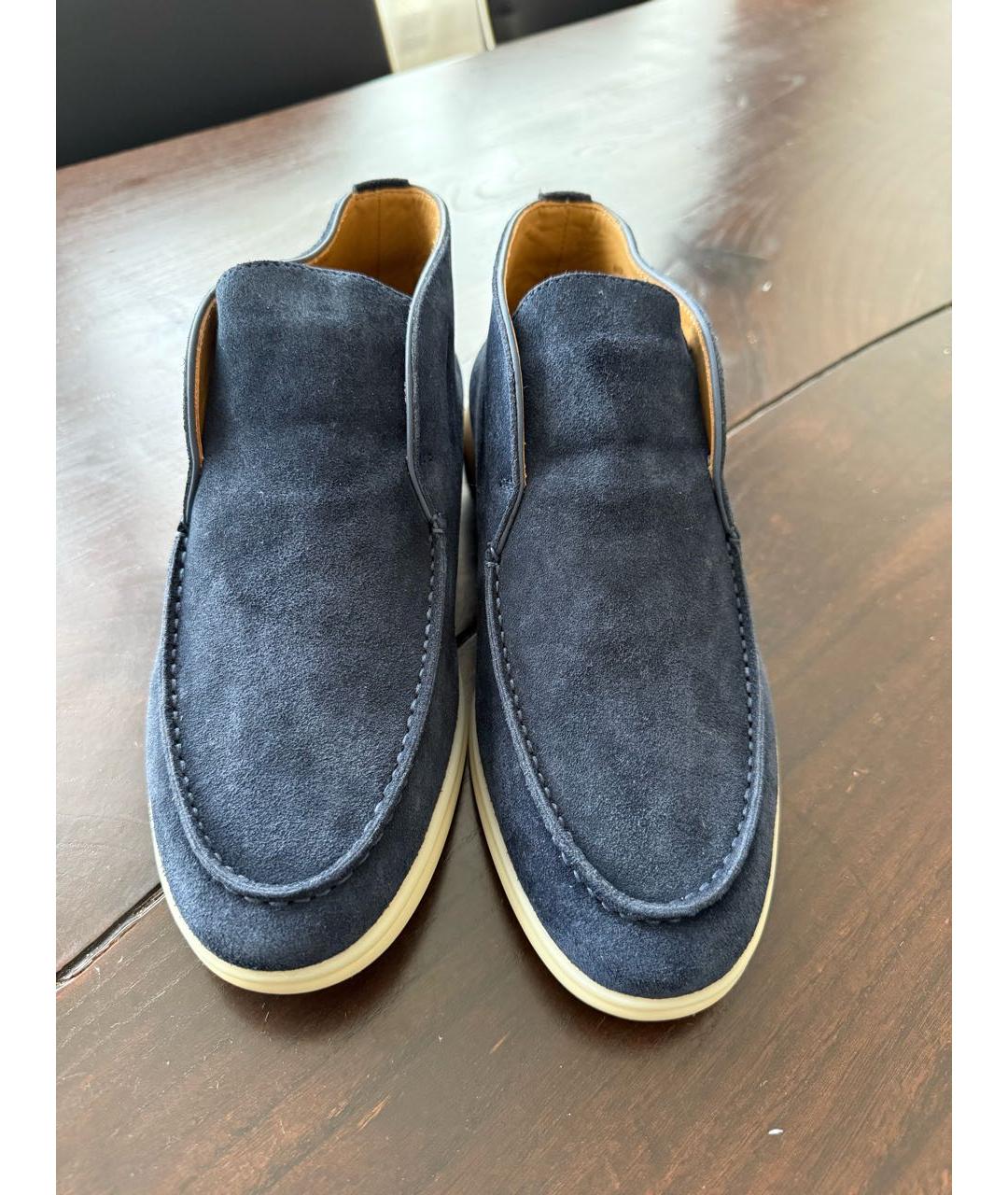 LORO PIANA Темно-синие замшевые лоферы, фото 2