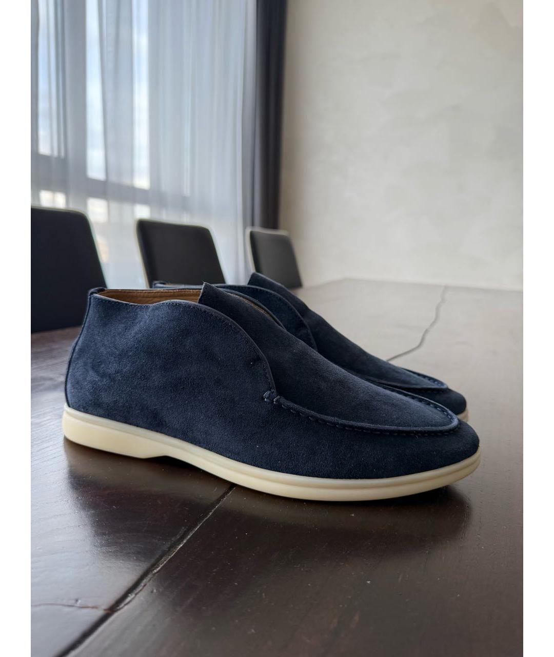 LORO PIANA Темно-синие замшевые лоферы, фото 5