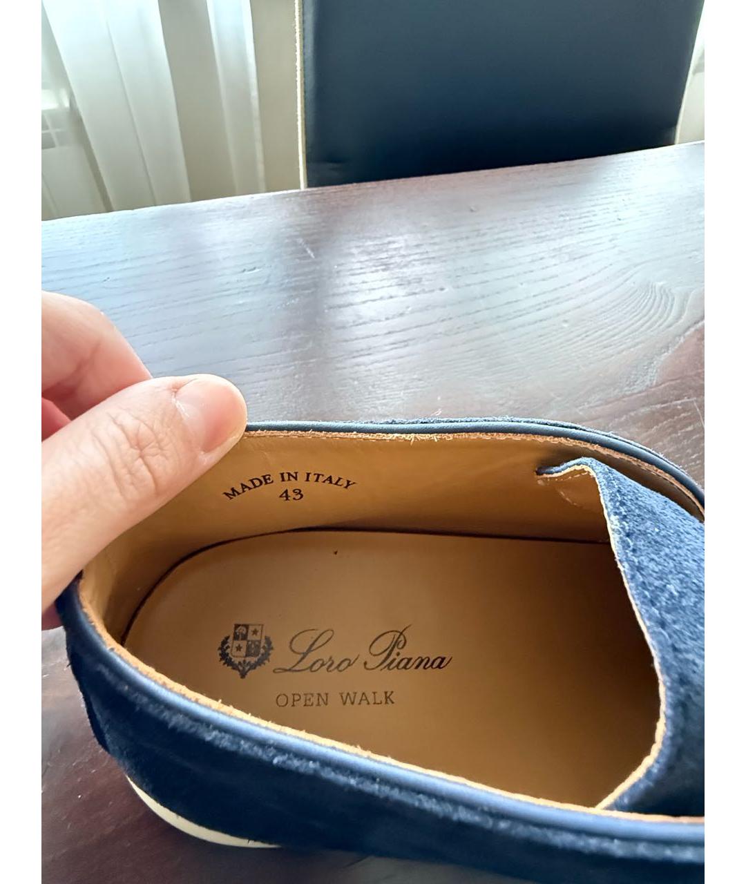 LORO PIANA Темно-синие замшевые лоферы, фото 3