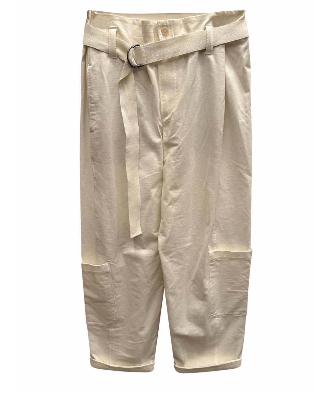 BRUNELLO CUCINELLI Белые хлопко-эластановые брюки широкие, фото 1