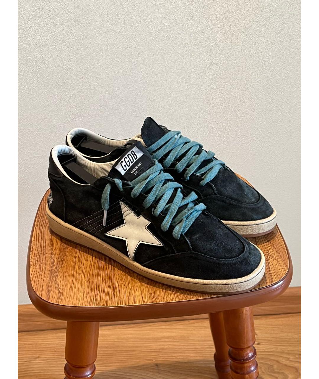 GOLDEN GOOSE DELUXE BRAND Темно-синие замшевые низкие кроссовки / кеды, фото 2