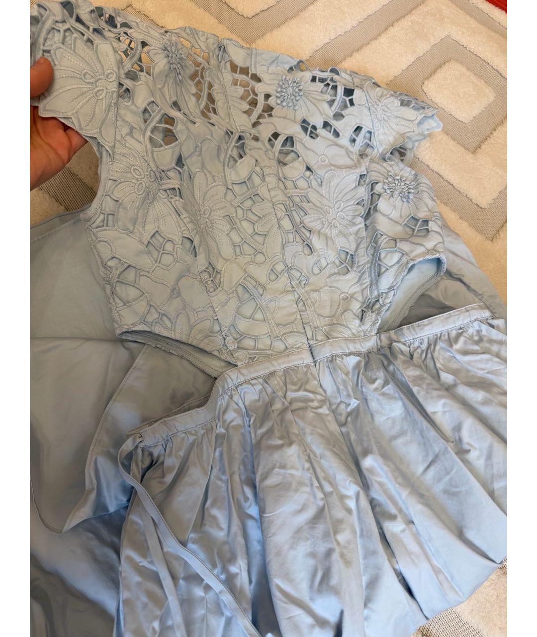 SELF-PORTRAIT Голубое хлопковое повседневное платье, фото 7