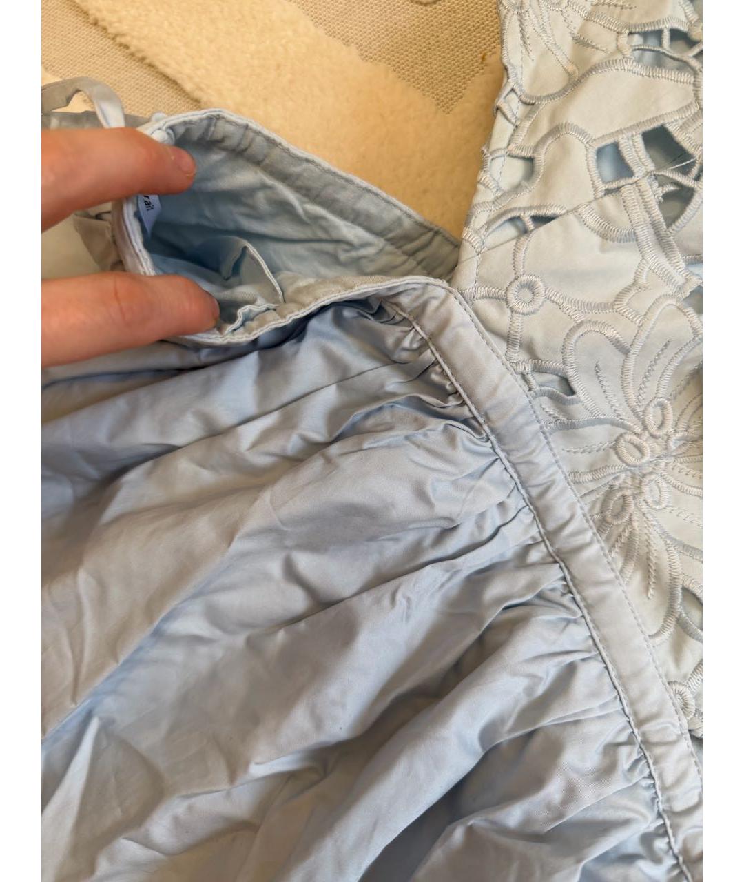 SELF-PORTRAIT Голубое хлопковое повседневное платье, фото 6