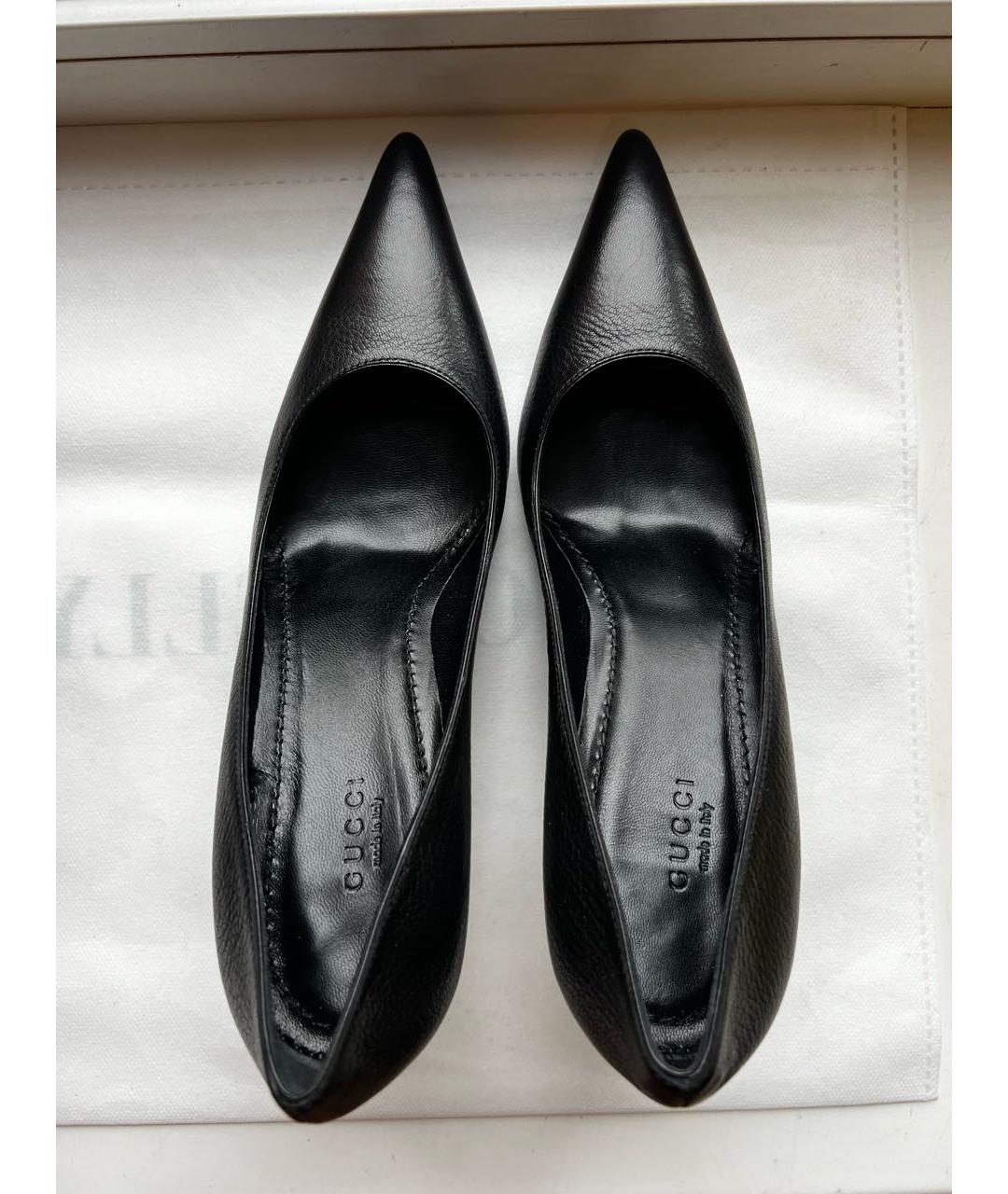 GUCCI Черные кожаные туфли, фото 3