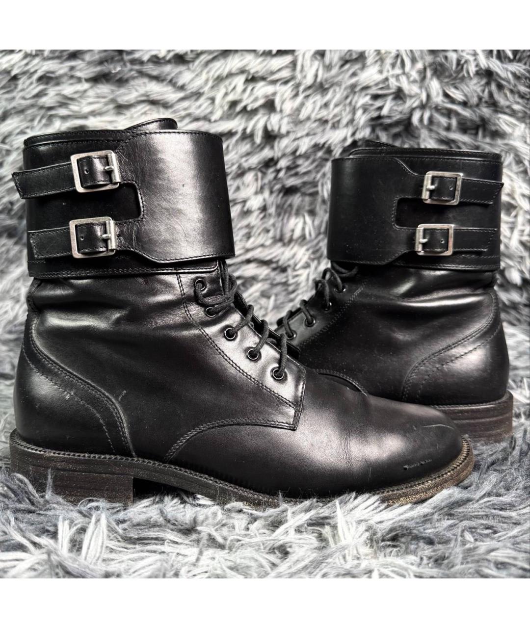 SAINT LAURENT Черные кожаные ботинки, фото 4