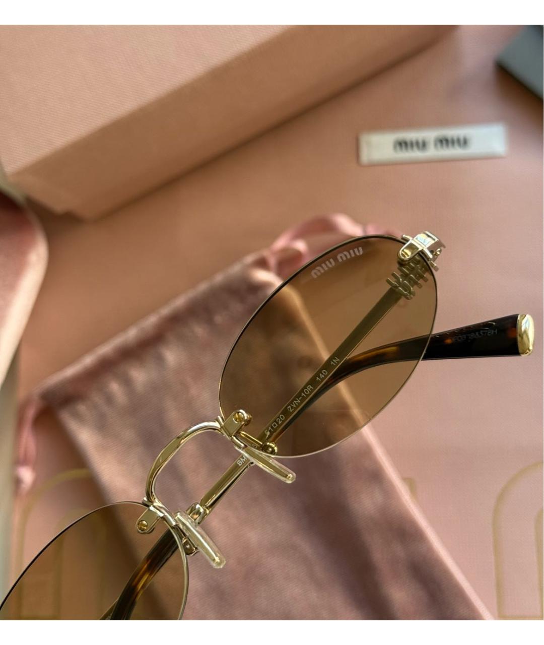 MIU MIU Желтые металлические солнцезащитные очки, фото 4