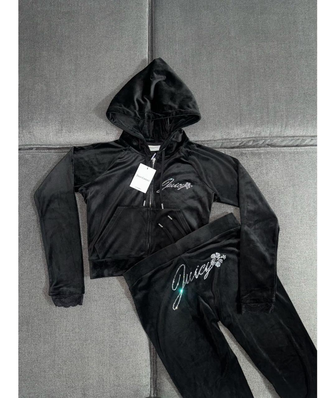 JUICY COUTURE Черный велюровый костюм с брюками, фото 4