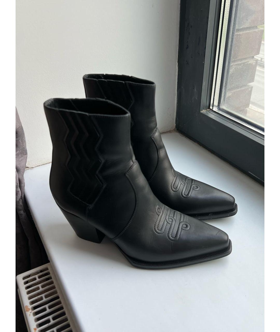 HERMES Черные кожаные полусапоги, фото 5