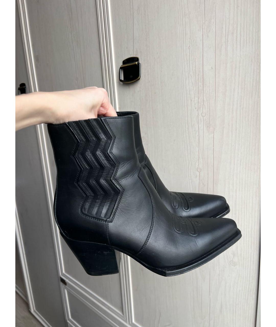 HERMES Черные кожаные полусапоги, фото 3