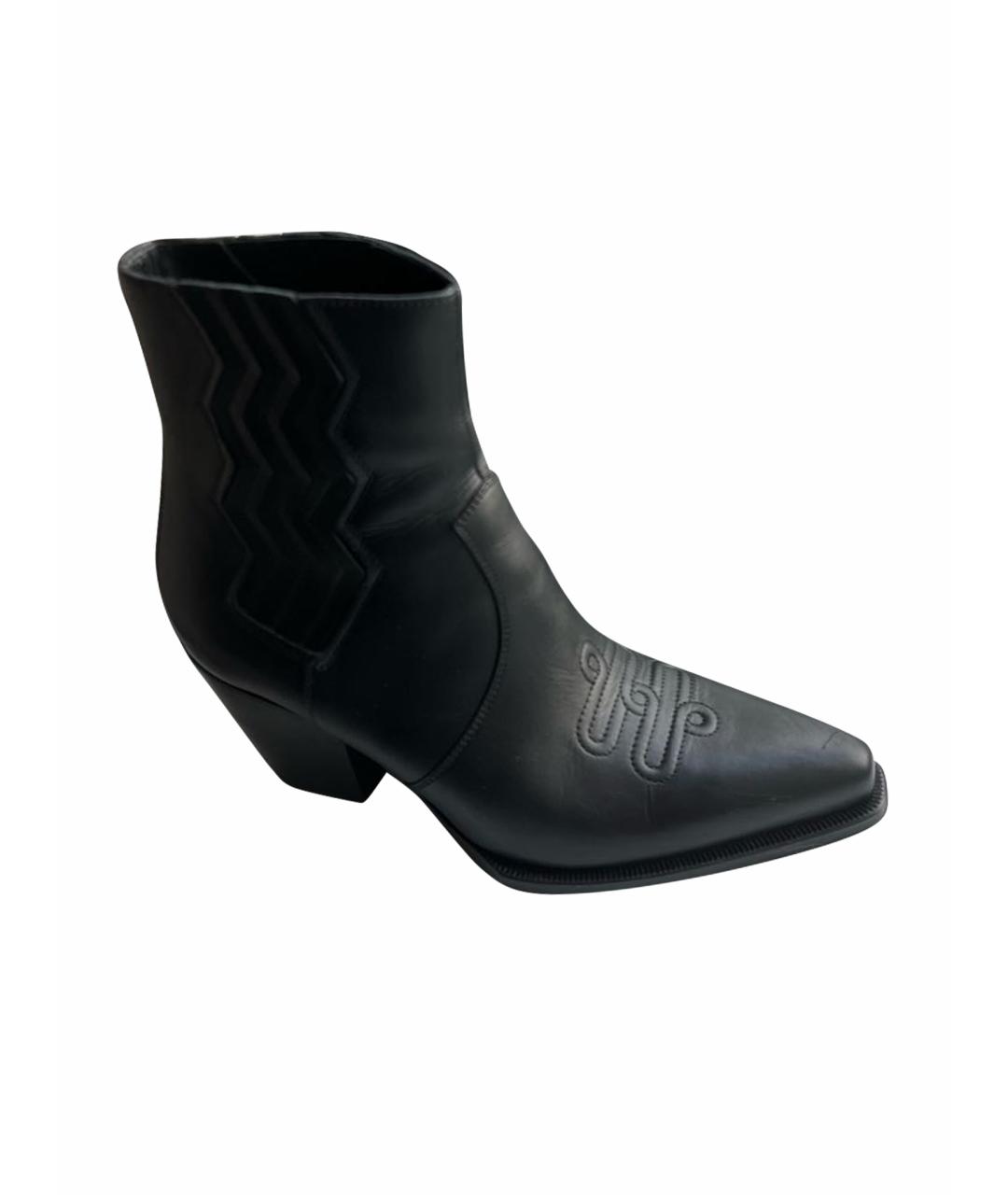 HERMES Черные кожаные полусапоги, фото 1