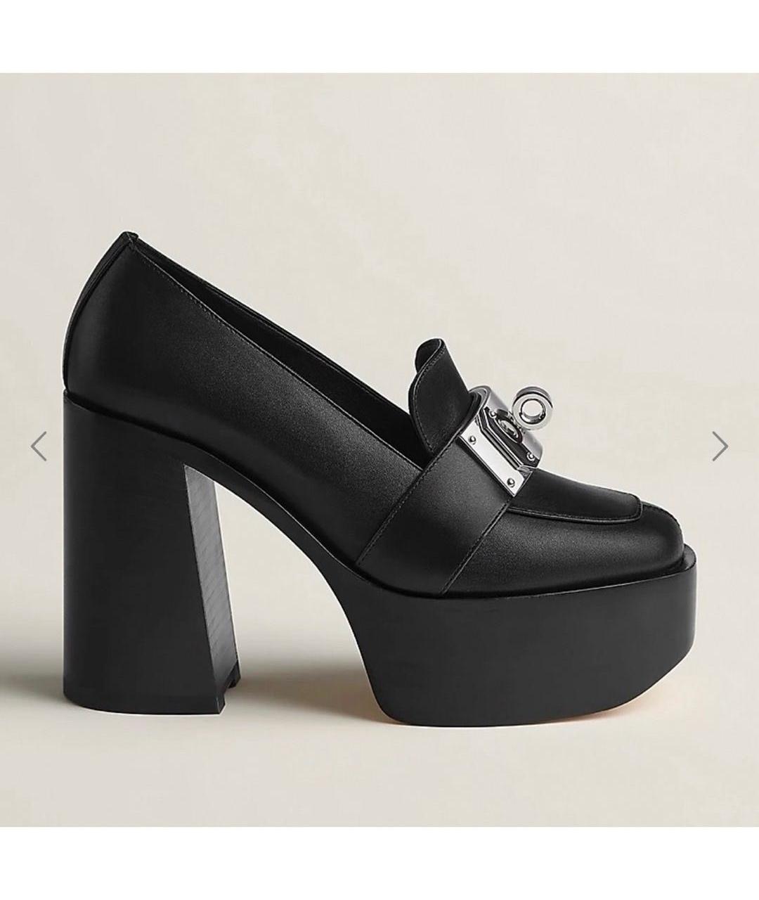 HERMES Черные кожаные туфли, фото 3