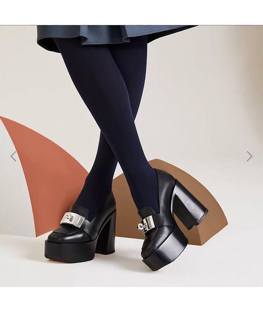 HERMES Черные кожаные туфли, фото 2