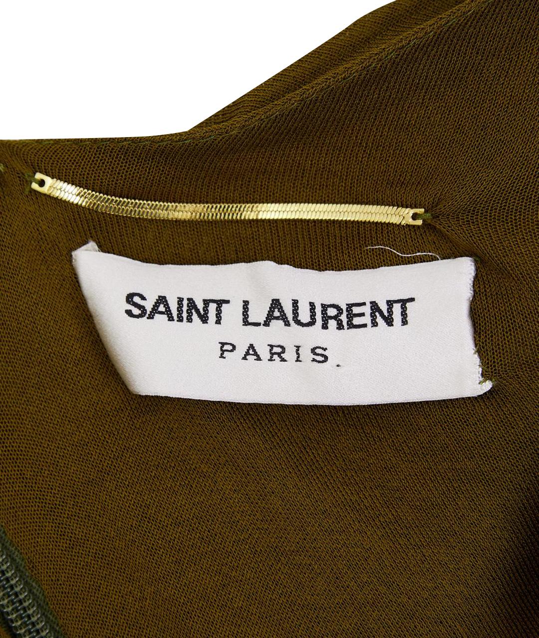 SAINT LAURENT Хаки вискозное вечернее платье, фото 9