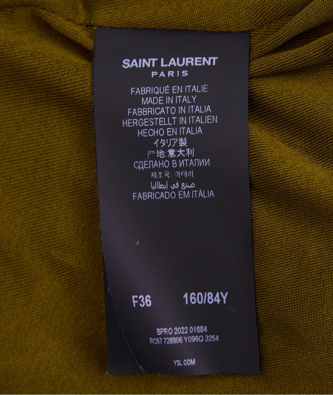SAINT LAURENT Хаки вискозное вечернее платье, фото 5