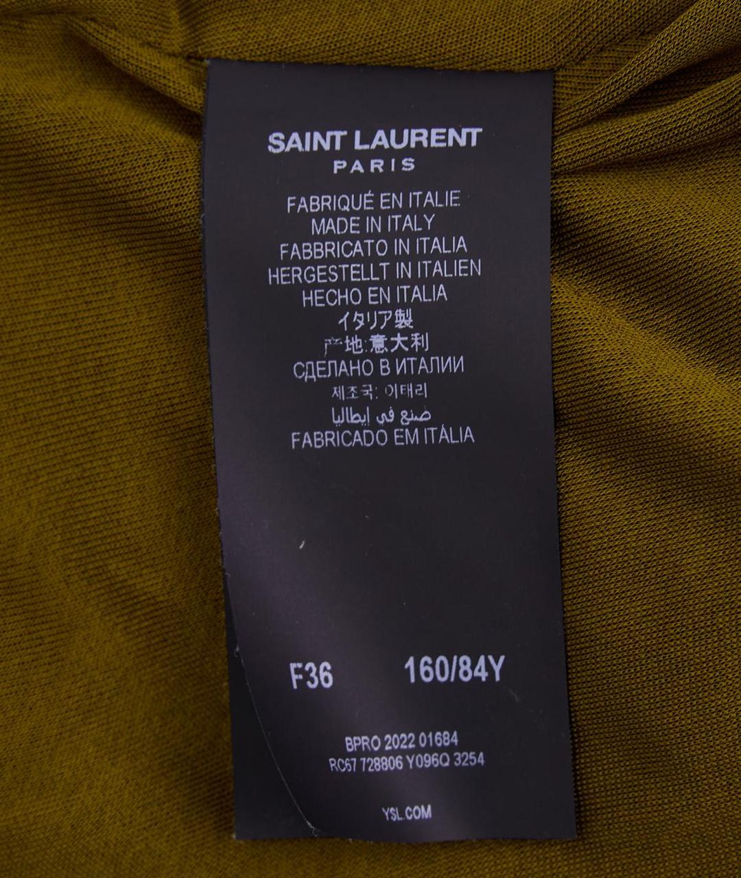 SAINT LAURENT Хаки вискозное вечернее платье, фото 7