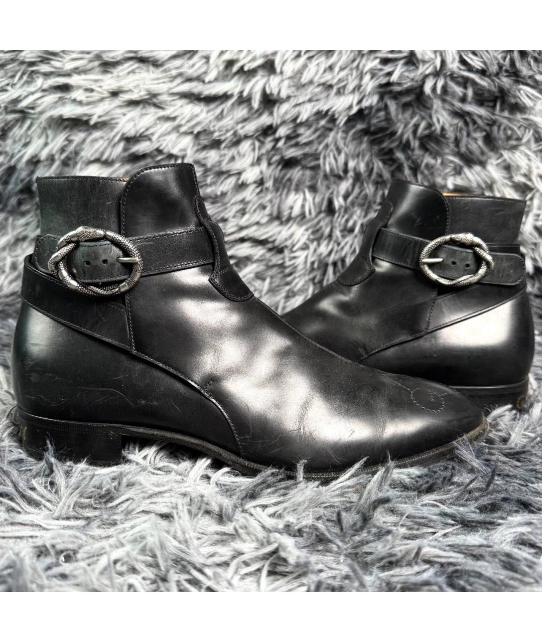 GUCCI Черные кожаные ботинки, фото 8