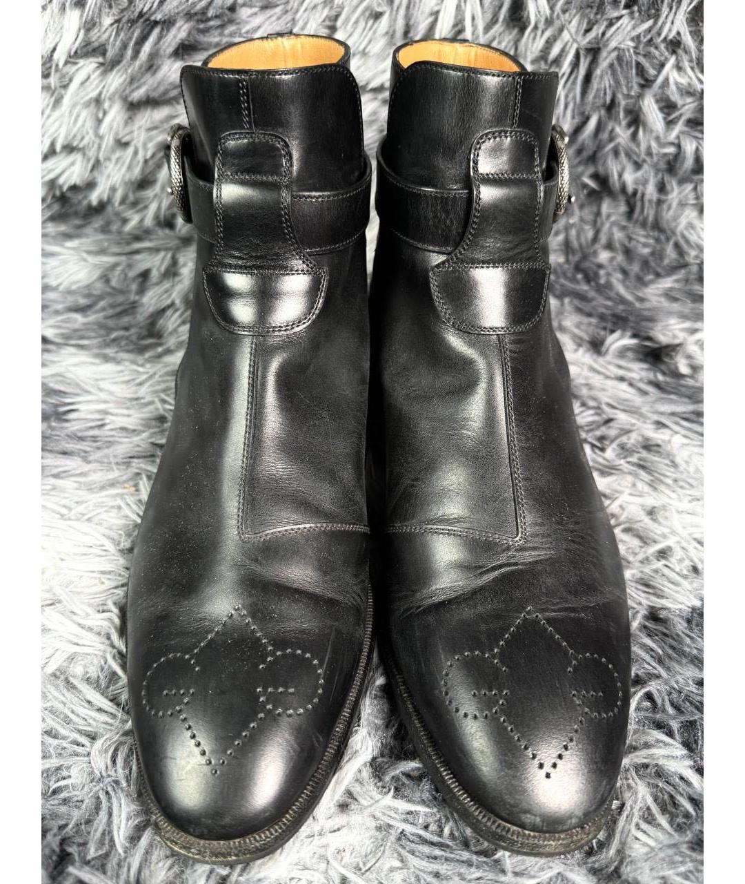 GUCCI Черные кожаные ботинки, фото 3