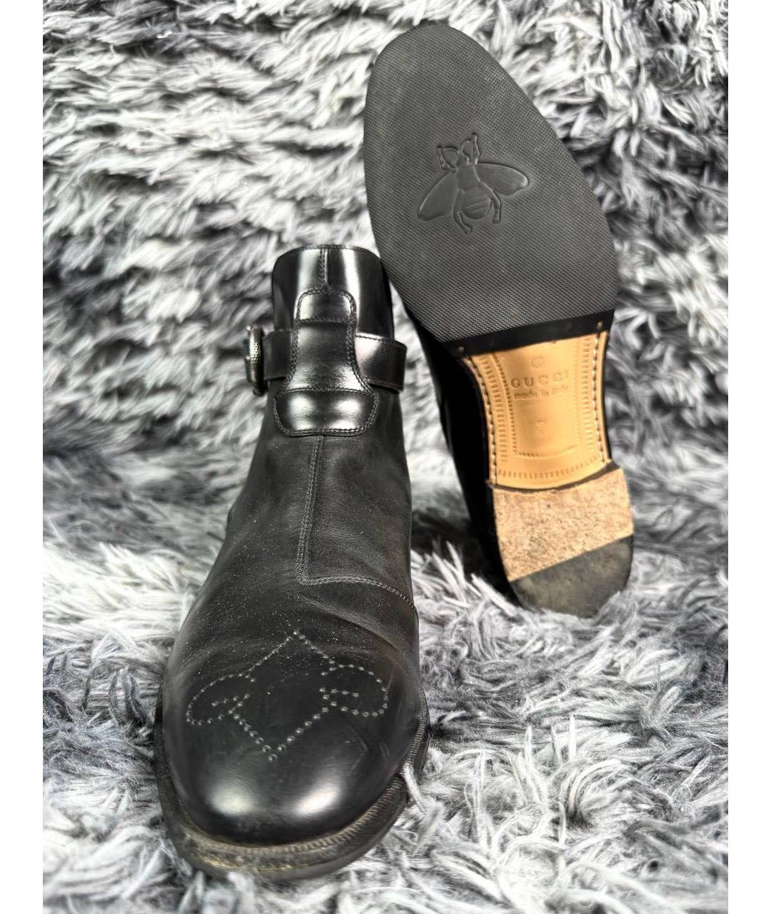 GUCCI Черные кожаные ботинки, фото 2