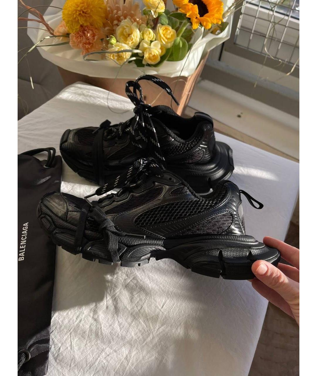 BALENCIAGA Черные кожаные кроссовки, фото 4