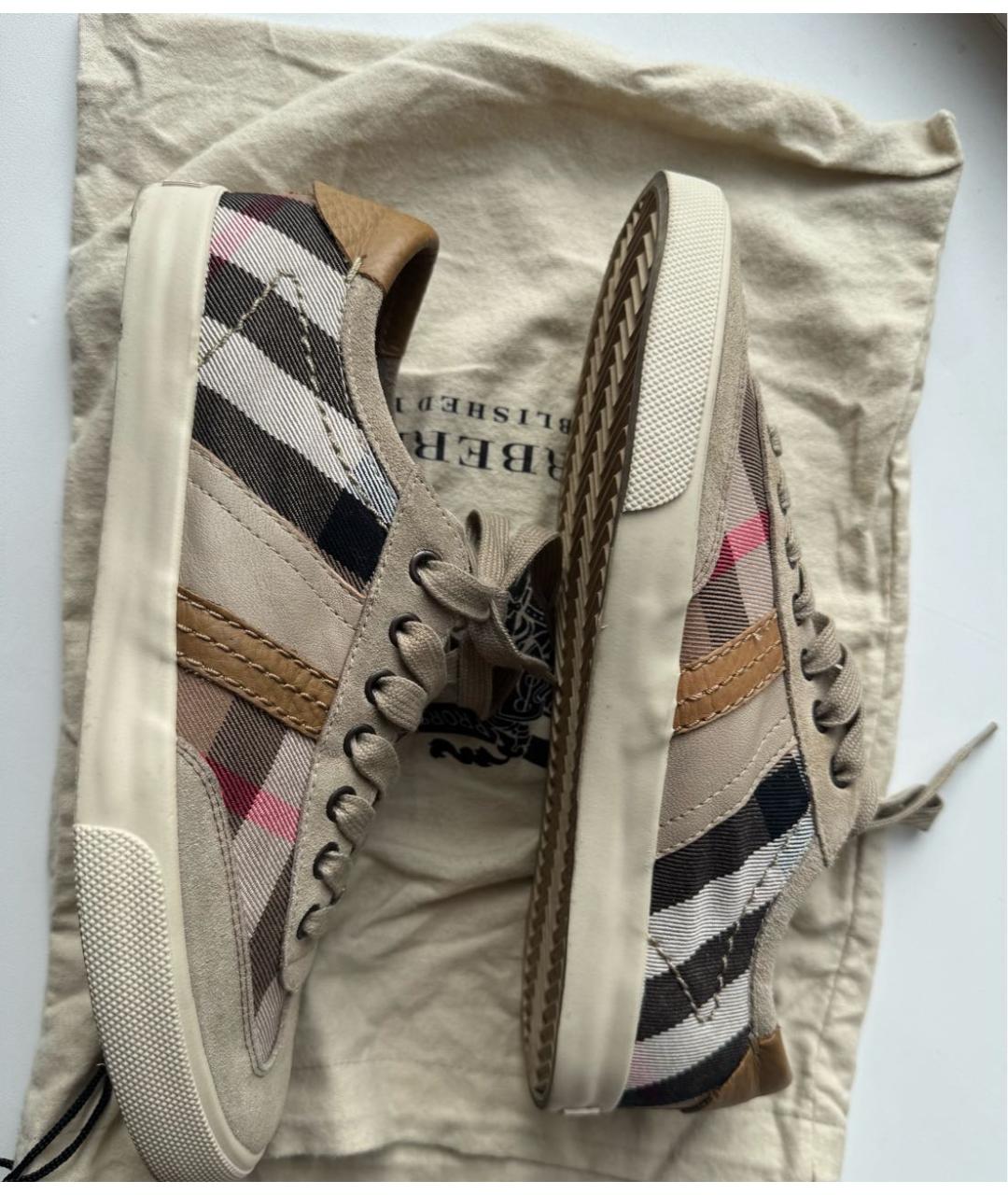 BURBERRY Бежевые замшевые кеды, фото 8