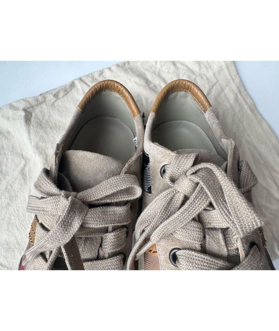 BURBERRY Бежевые замшевые кеды, фото 6