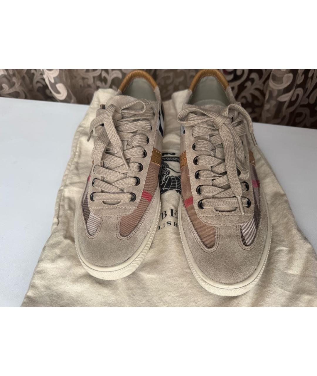 BURBERRY Бежевые замшевые кеды, фото 2