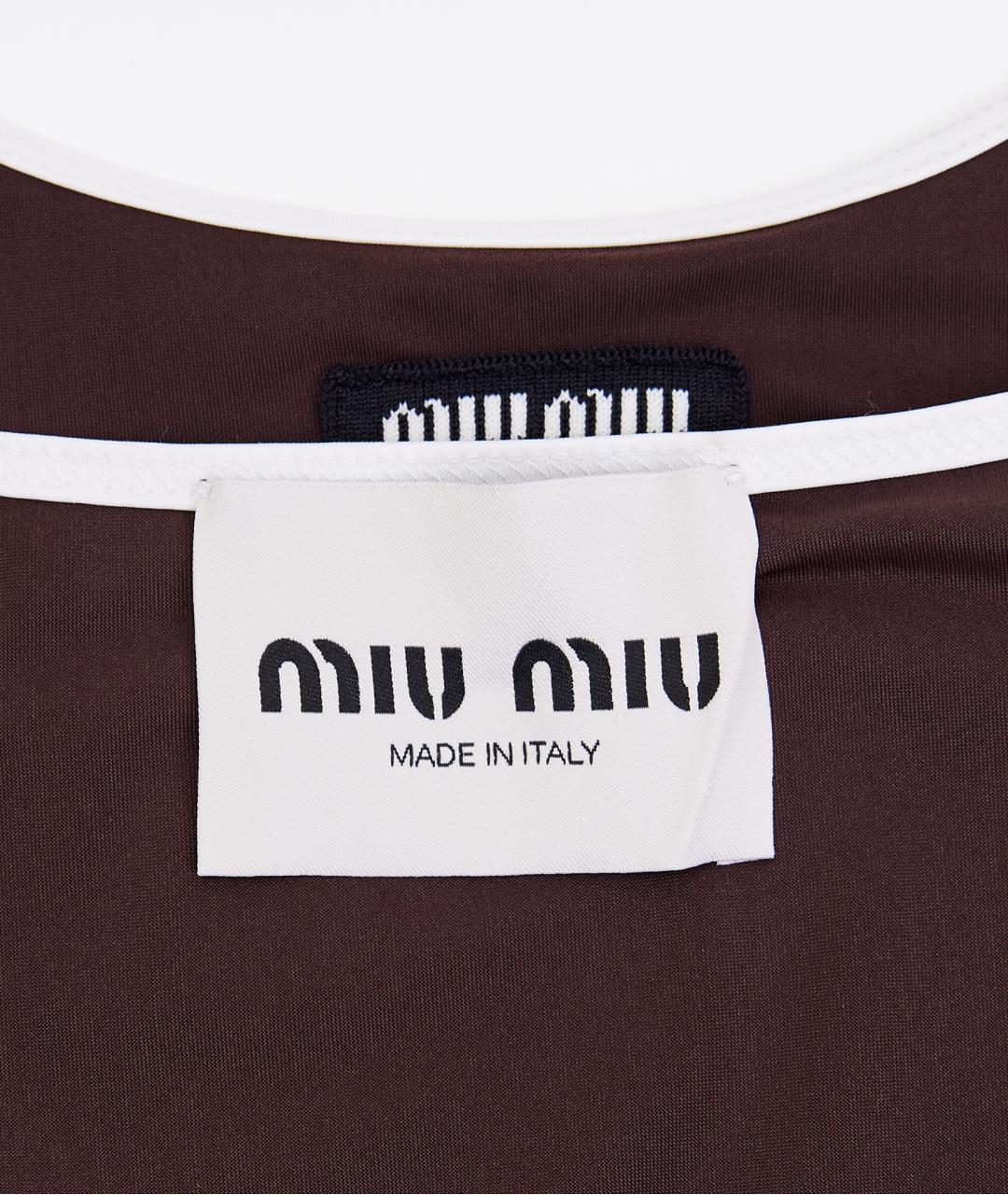 MIU MIU Коричневое полиамидовое повседневное платье, фото 3
