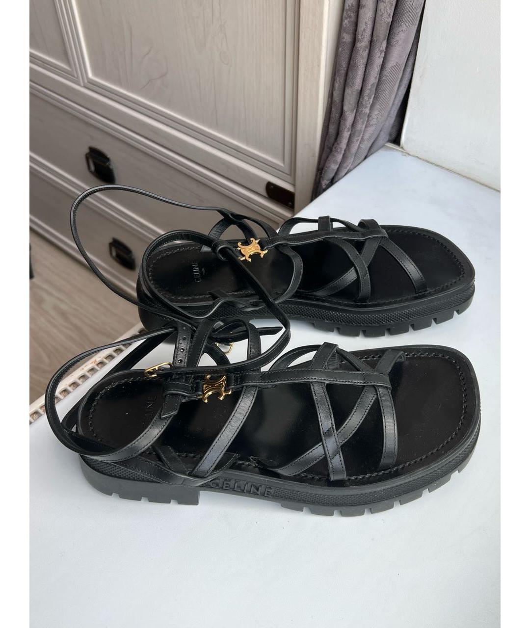 CELINE Черные кожаные босоножки, фото 5