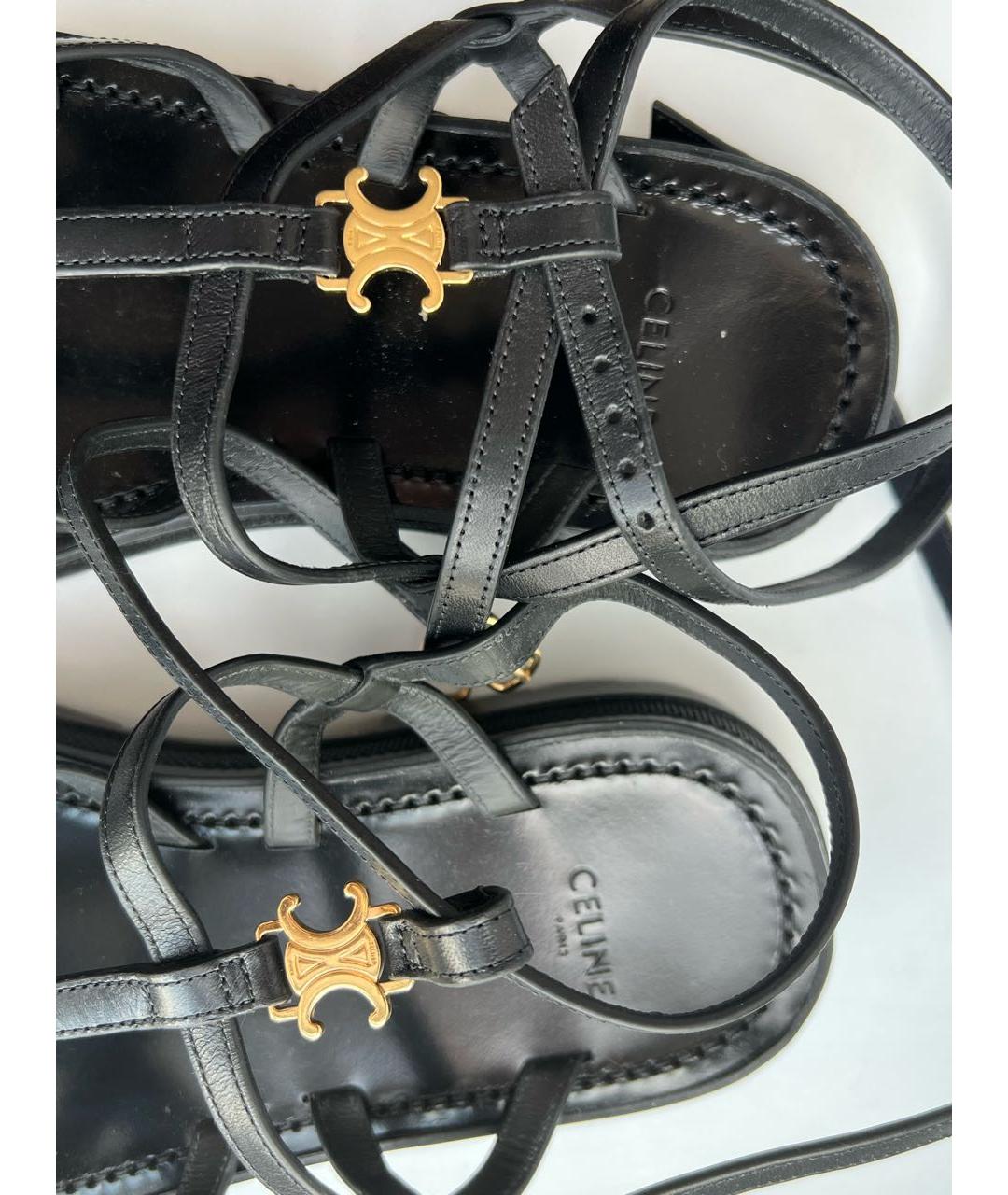 CELINE Черные кожаные босоножки, фото 3