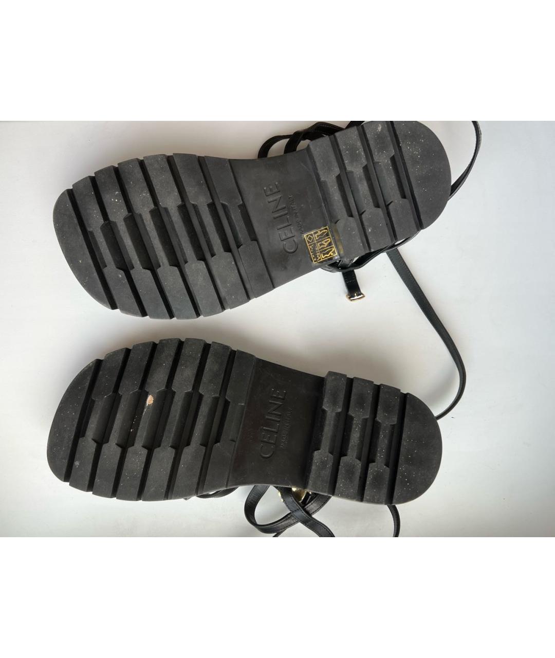 CELINE Черные кожаные босоножки, фото 4