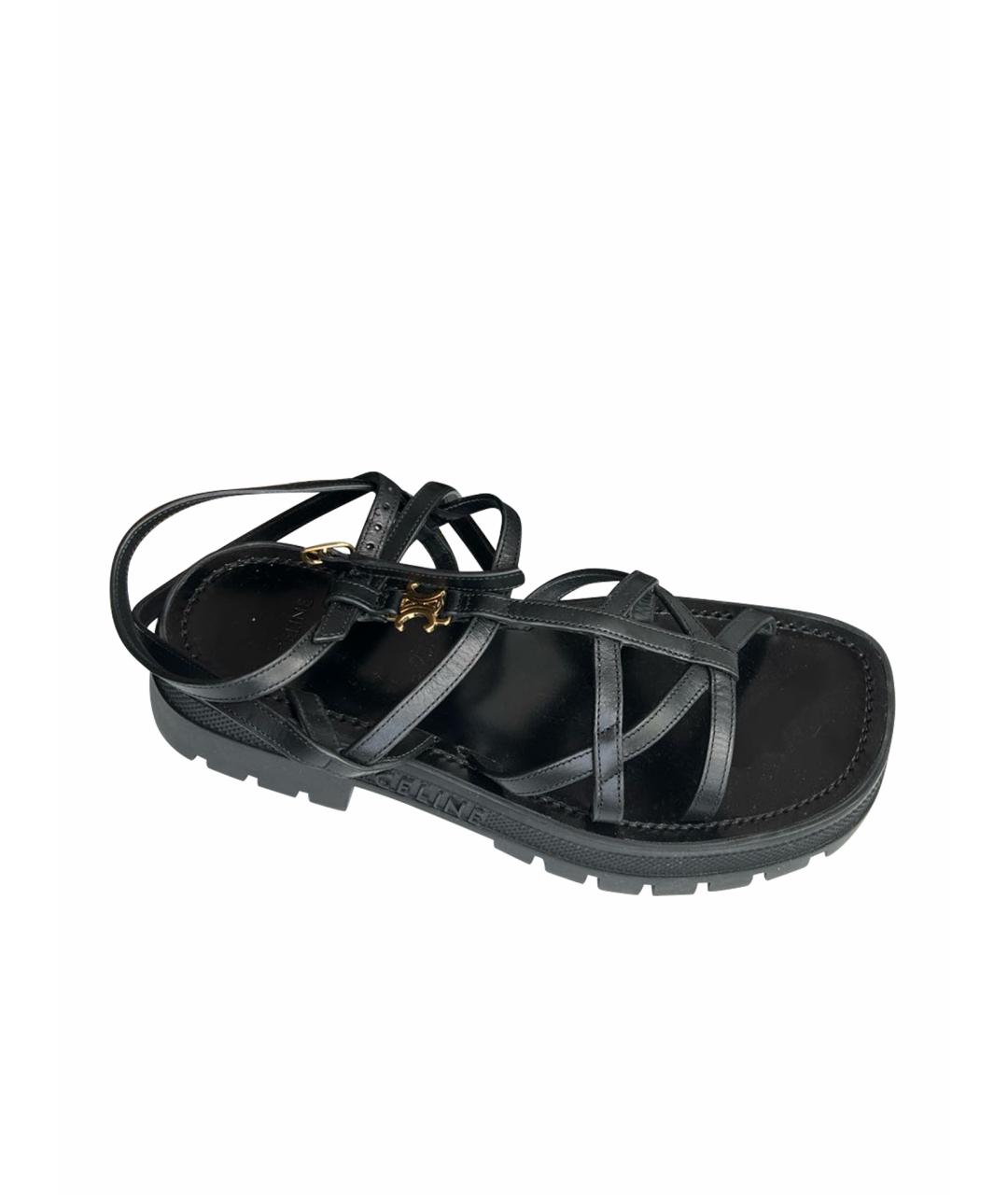 CELINE Черные кожаные босоножки, фото 1