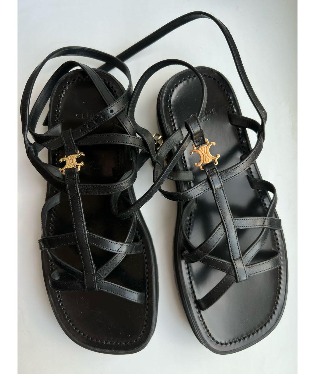CELINE Черные кожаные босоножки, фото 2